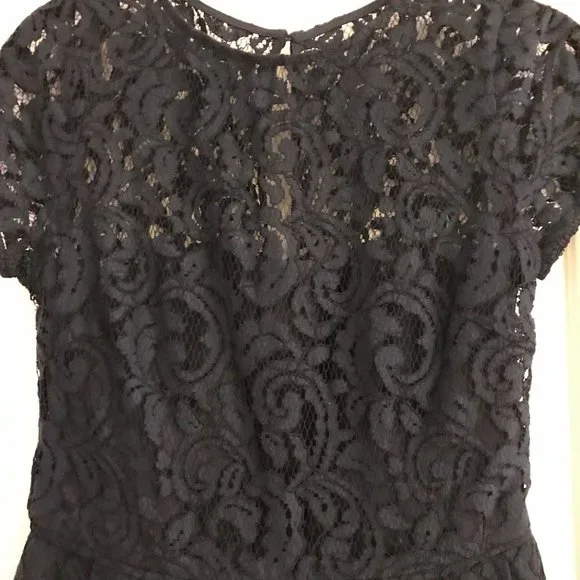 J. CREW Dress 0 Alisa Leavers Lace Navy Blue - Picture 4 of 9